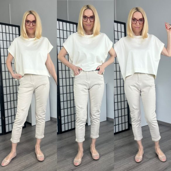 Adoro elasztikus MOM Jeans M7350-bézs