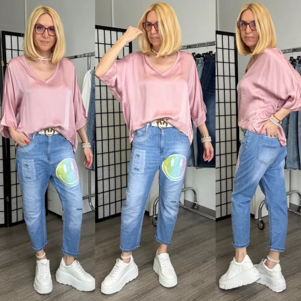 S Woman elasztikus ülepes farmer SMILE SW1849-világoskék