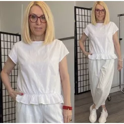 Wendy Trendy ráncolt pamut felső 220242 - fehér