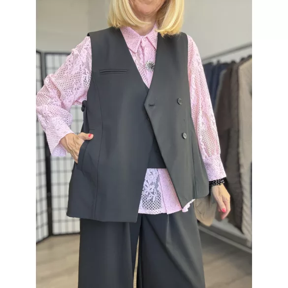 Wendy Trendy oldalt pliszírozott mellény225398-fekete