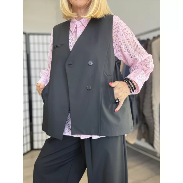 Wendy Trendy oldalt pliszírozott mellény225398-fekete