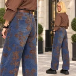 S Woman plüss virágos ballon farmer SW3197-sötétkék