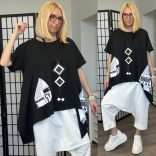 158C lefelé bővülő pamut tunika57004-fekete