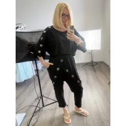 Sunflower szegecses ülepes pamut nadrág 260503 - fekete