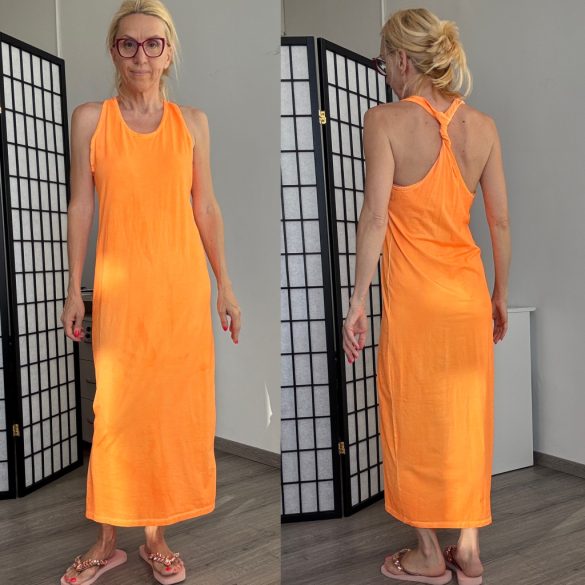 Timiami pamut csavart hátú maxiruha 92221 - neonnarancs