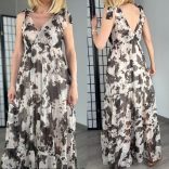 Blu ujjatlan, fodros, tehénfolt mintás ruha 4359 - barna