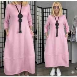 Linda 3/4-es ujjú hagyma ruha M5775 -rózsaszín