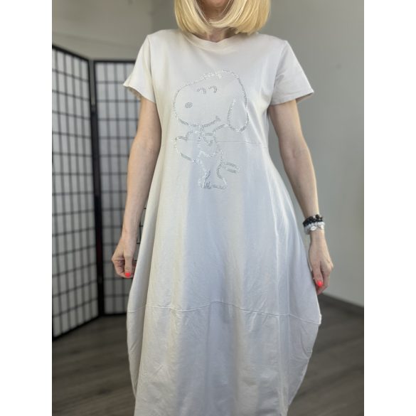 Snoopy rövid ujjú ruha 29108 - bézs