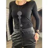 Larissa hosszú nyaklánc fa elemekkel, zár nélkül - fekete