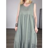 Lux Luna fodros len ruha 35924-khaki