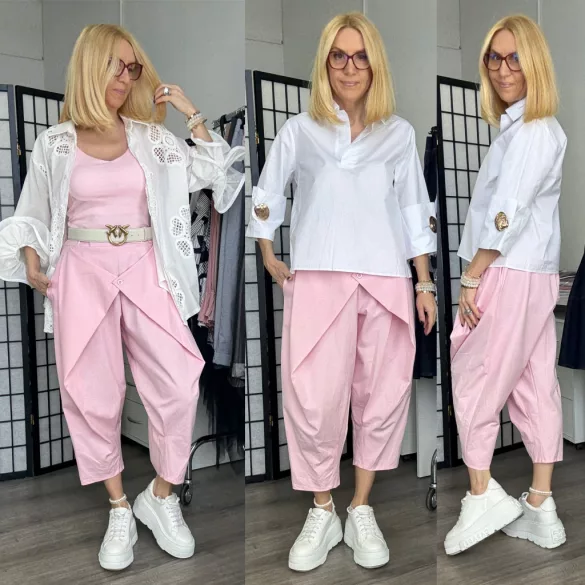 Lux Luna elől átlapolt gombos nadrág övvel 51840-rózsaszín