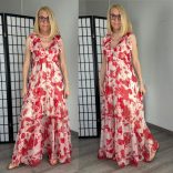 Blu ujjatlan, fodros, tehénfolt mintás ruha 4359 - piros