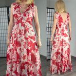 Blu ujjatlan, fodros, tehénfolt mintás ruha 4359 - piros