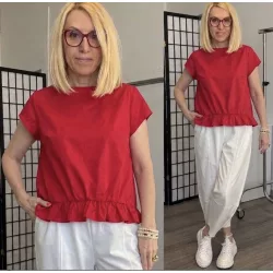 Wendy Trendy ráncolt pamut felső 220242 - élénk piros