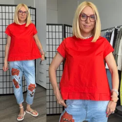 Wendy Trendy ráncolt pamut felső 220242 - élénk piros