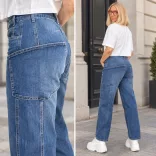 S Woman megkötős oldalzsebes farmer SW3062-sötétkék