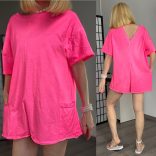 Mindy rövid ujjú rövidnadrágos overál 34008 - neonpink 