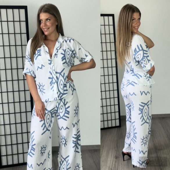 Look len-viszkóz nadrág inggel 27393-világoskék