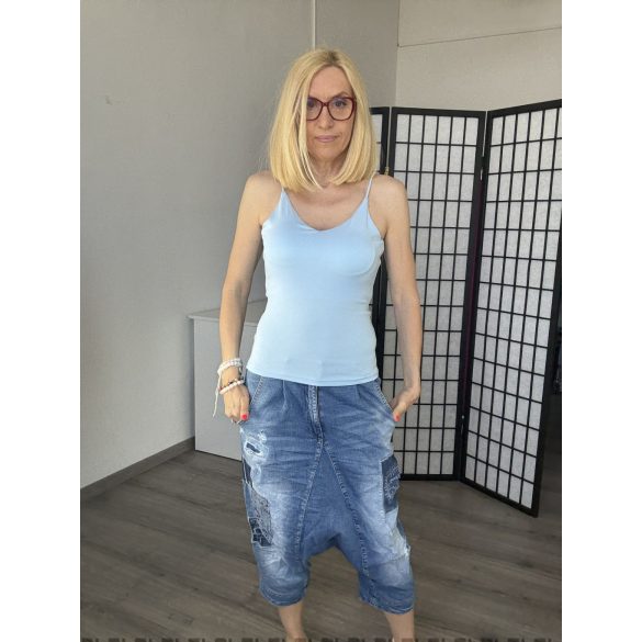 Maria spagettipántos szivacsos pamut felső Z1029 - kék