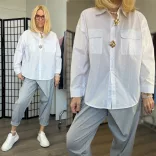 Stella Milani vászin ing arany kitűzőkkel 5027-fehér