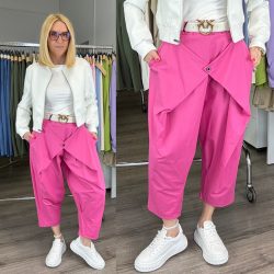 Lux Luna elől átlapolt gombos nadrág övvel 51840-pink