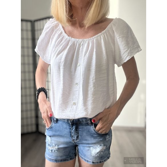 Bei-Bei gumis vállú viszkóz felső 7587-fehér