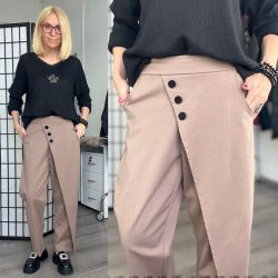 Lux Luna gombdíszes  nadrág 50914 - taupe