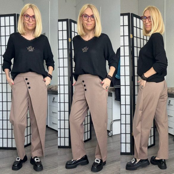 Lux Luna gombdíszes  nadrág 50914 - taupe