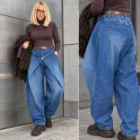 S Woman elöl átlapolt deréknál gumis farmer SW6030-farmerkék