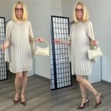 Cute pliszírozott ruha1534-bézs