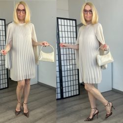 Cute pliszírozott ruha1534-bézs