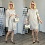 Cute pliszírozott ruha1534-bézs