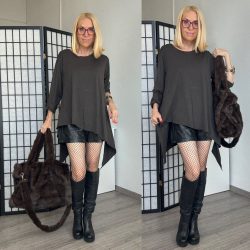 Lux Luna asszimetrikus pamut tunika 51040B - csokibarna