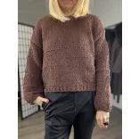 Crop vastag kötött puha pulóver 25608 - csokibarna