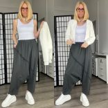 SUN mélyülepes pamut nadrág6318-sötétszürke