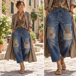 S-Woman szívecskés bőszárú farmer SW6058-sötétkék