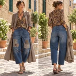 S-Woman szívecskés bőszárú farmer SW6058-sötétkék