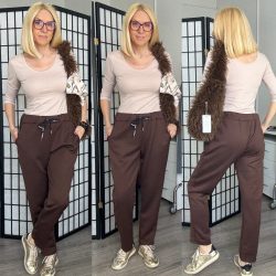 Samantha viszkóz megkötős nadrág 3216 - csokibarna