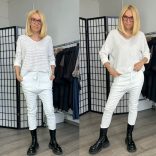 Melly ülepes elasztikus bőr nadrág gumis derékkal 7189 - fehér