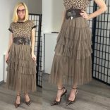 Zi Se enyhén fodros tüllszoknya910-barna