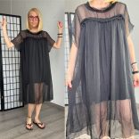 Fly Out felül fodros rövid ujjú ruha MY1151 - fekete