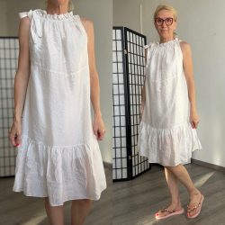 Sonja fodros ujjatlan masnis ruha 15582 - bézs