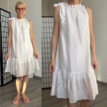 Sonja fodros ujjatlan masnis ruha 15582 - bézs