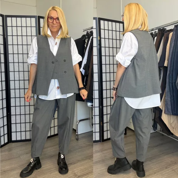 Wendy Trendy oldalt pliszírozott mellény225398-szürke