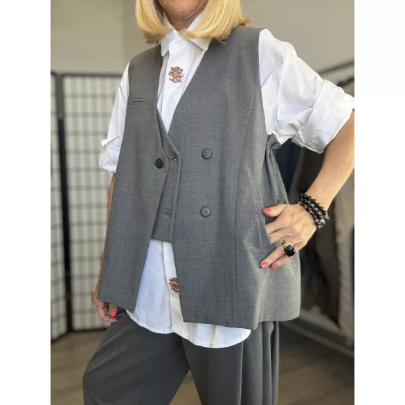 Wendy Trendy oldalt pliszírozott mellény225398-szürke