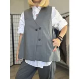 Wendy Trendy oldalt pliszírozott mellény225398-szürke