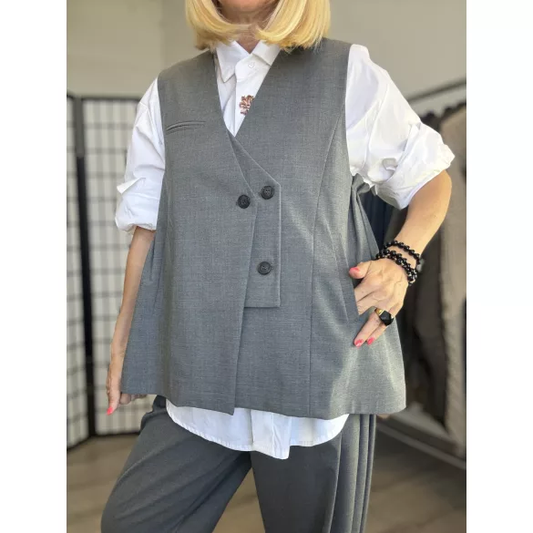 Wendy Trendy oldalt pliszírozott mellény225398-szürke