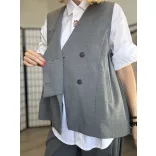 Wendy Trendy oldalt pliszírozott mellény225398-szürke