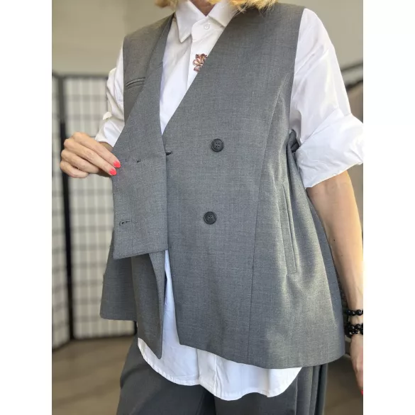 Wendy Trendy oldalt pliszírozott mellény225398-szürke