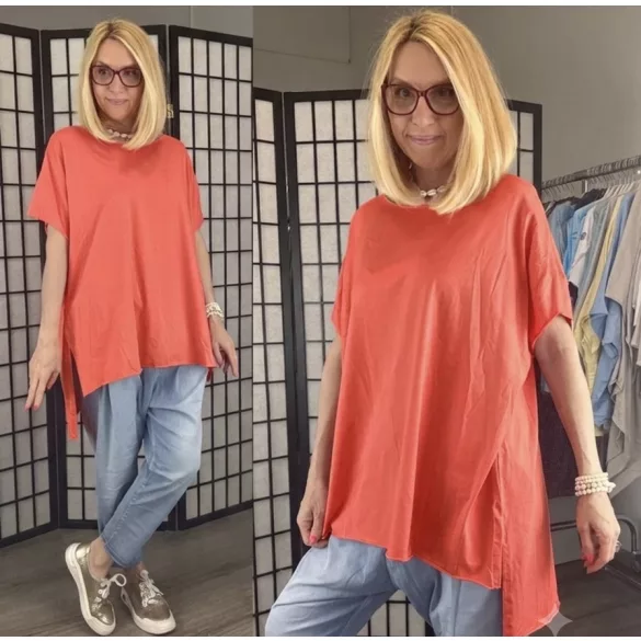 Ellis lézervágott basic pamut tunika24111-korall